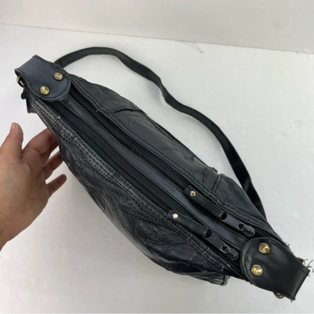 Vintage Black Patchwork‎ Crossbody Handbag Purse